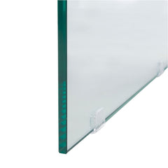 Coffee Table in Natural Manufactured Wood with Clear Glass Base