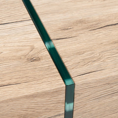 Coffee Table in Natural Manufactured Wood with Clear Glass Base