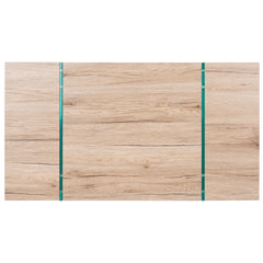 Coffee Table in Natural Manufactured Wood with Clear Glass Base