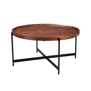 Coffee Table in Solid Acacia Wood with Black Iron Legs