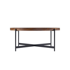 Coffee Table in Solid Acacia Wood with Black Iron Legs