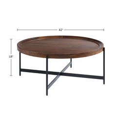 Coffee Table in Solid Acacia Wood with Black Iron Legs