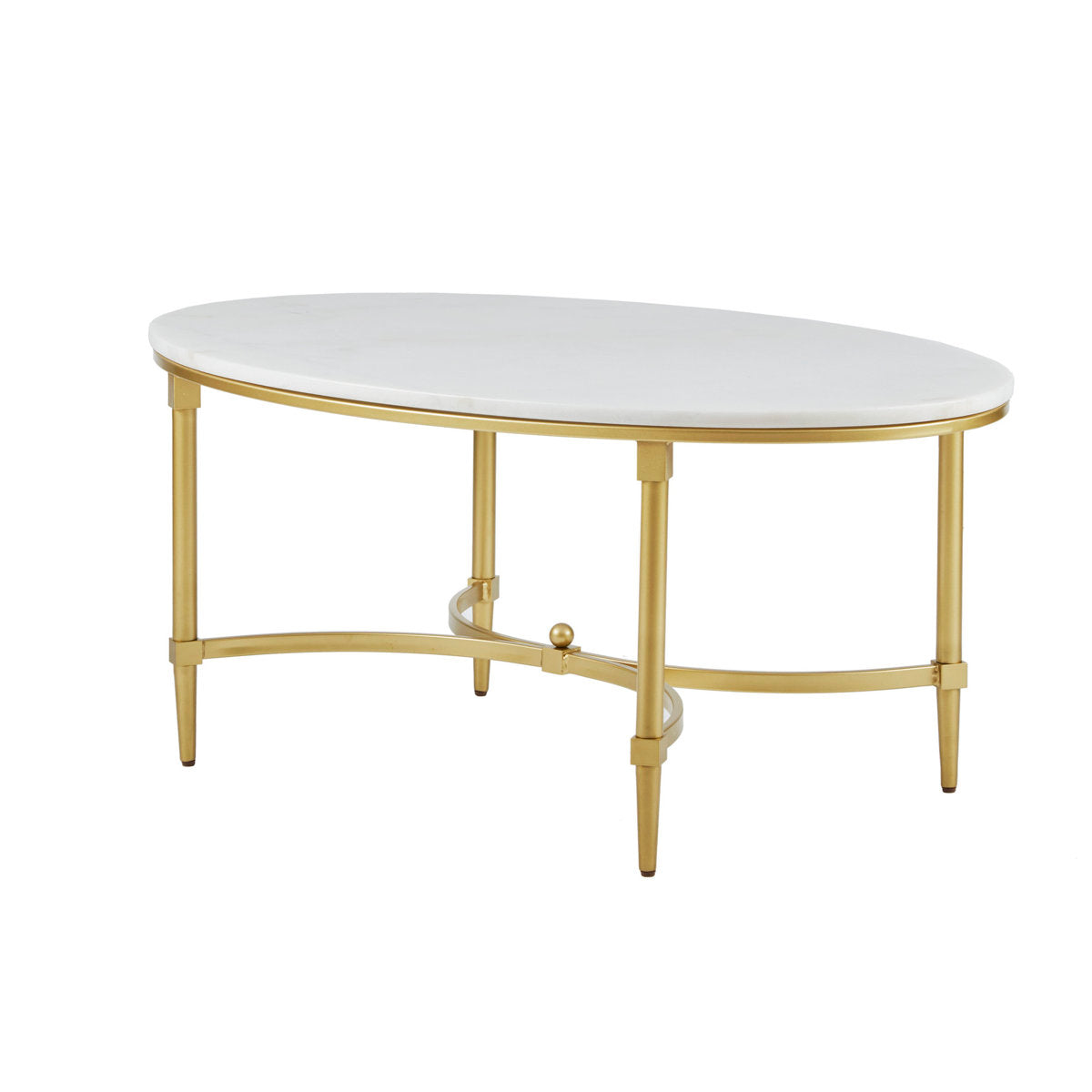 Coffee Table in White Marble with Gold Metal Legs