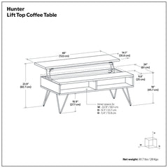 Coffee Table, Lift Top, Walnut Veneer with Black Metal Base