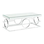 Coffee Table, Mirrored Glass Top, Chrome Base