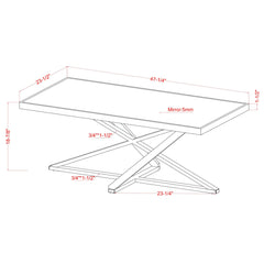 Coffee Table, Mirrored Glass Top with Silver Steel Base