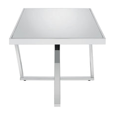 Coffee Table, Mirrored Glass Top with Silver Steel Base