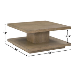 Coffee Table, Oak with Storage Shelf and Casters