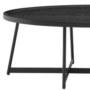 Coffee Table, Oval Black Wood Top, Steel Base