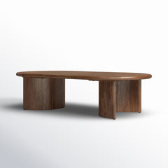 Coffee Table, Oval Solid Acacia Wood, Seasoned Brown Finish