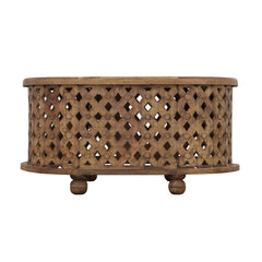 Coffee Table, Oval Solid Mango Wood with Brown Finish