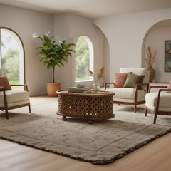Coffee Table, Oval Solid Mango Wood with Brown Finish