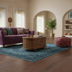 Coffee Table, Oval Solid Mango Wood with Brown Finish