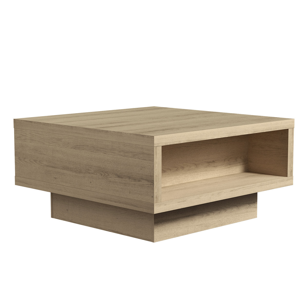 Coffee Table, Pedestal Base, Manufactured Wood, Oak