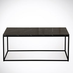 Coffee Table, Rectangular, Black Marble Pattern Top with Metal Legs