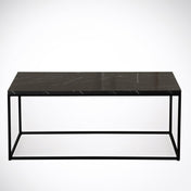 Coffee Table, Rectangular, Black Marble Pattern Top with Metal Legs