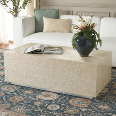 Coffee Table, Rectangular Mother of Pearl Shell with Natural Top