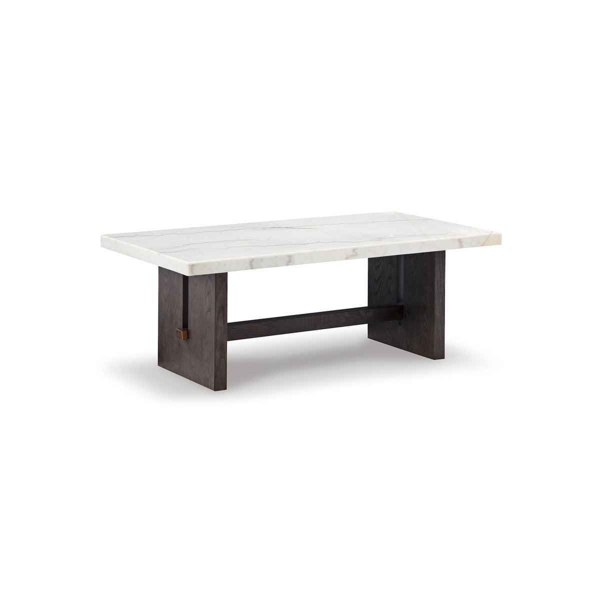 Coffee Table, Rectangular, Natural Marble Top with Wood Base