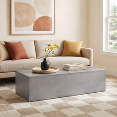 Coffee Table, Rectangular Steel, 47 Inch Wide, Gray
