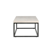 Coffee Table, Rectangular, White Wash Laminate Top with Black Iron Base
