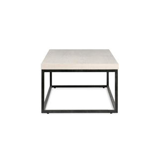 Coffee Table, Rectangular, White Wash Laminate Top with Black Iron Base