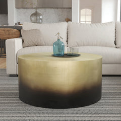 Coffee Table, Round Aluminum with Antique Brass and Black Finish