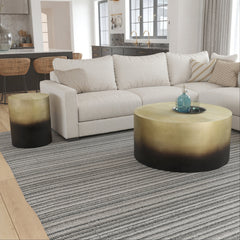 Coffee Table, Round Aluminum with Antique Brass and Black Finish
