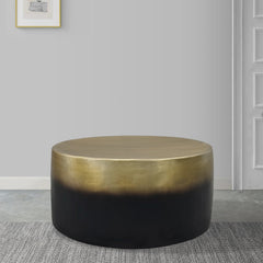 Coffee Table, Round Aluminum with Antique Brass and Black Finish