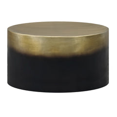 Coffee Table, Round Aluminum with Antique Brass and Black Finish