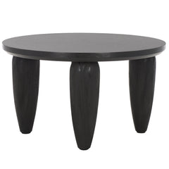 Coffee Table, Round, Black with Manufactured and Solid Wood