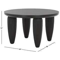 Coffee Table, Round, Black with Manufactured and Solid Wood