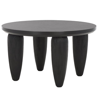 Coffee Table, Round, Black with Manufactured and Solid Wood