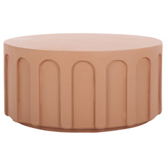 Coffee Table, Round Concrete Drum, 30-Inch, Terracotta