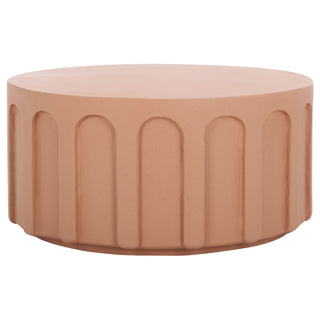 Coffee Table, Round Concrete Drum, 30-Inch, Terracotta