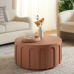 Coffee Table, Round Concrete Drum, 30-Inch, Terracotta