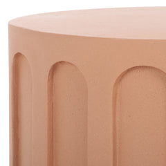Coffee Table, Round Concrete Drum, 30-Inch, Terracotta