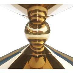 Coffee Table, Round Gold Steel Top with Metal Pedestal Base