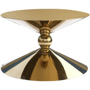 Coffee Table, Round Gold Steel Top with Metal Pedestal Base