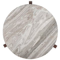 Coffee Table, Round Gray Marble Top, Walnut Solid Wood Base