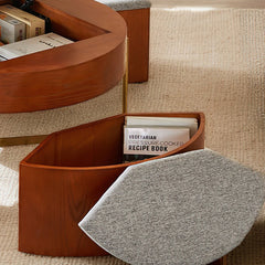 Coffee Table, Round Lift-Top with Storage, White Top, Gold Base