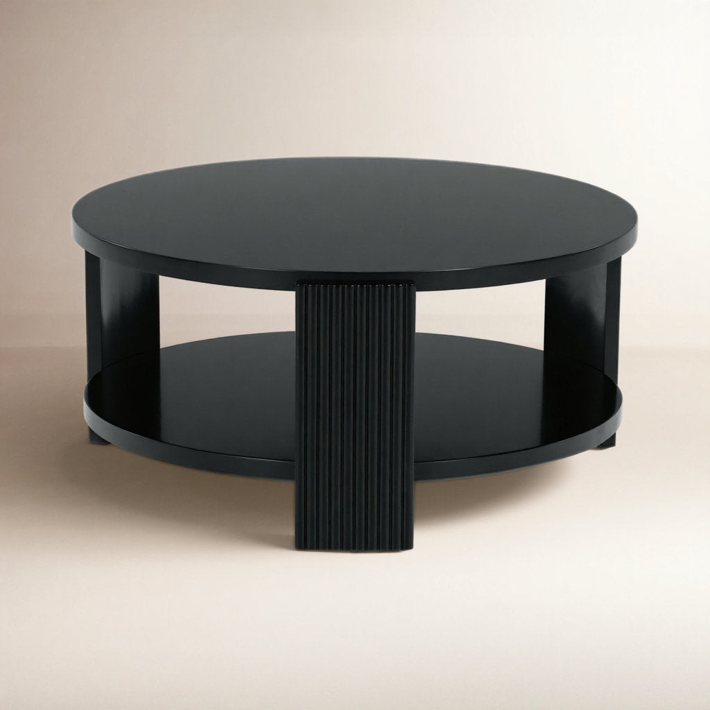 Coffee Table, Round, Manufactured Wood, Black