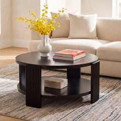 Coffee Table, Round, Manufactured Wood, Black