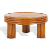 Coffee Table, Round, Natural Rattan with Wooden Top