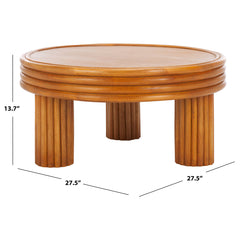 Coffee Table, Round, Natural Rattan with Wooden Top