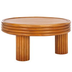 Coffee Table, Round, Natural Rattan with Wooden Top