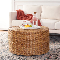 Coffee Table, Round, Natural Water Hyacinth Top