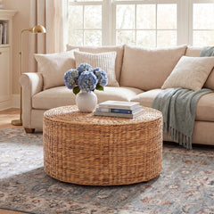 Coffee Table, Round, Natural Water Hyacinth Top