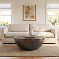 Coffee Table, Round Solid Iron in Antique Nickel