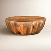 Coffee Table, Round Solid Mango Wood in Dark Brown