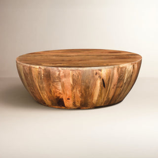 Coffee Table, Round Solid Mango Wood in Dark Brown